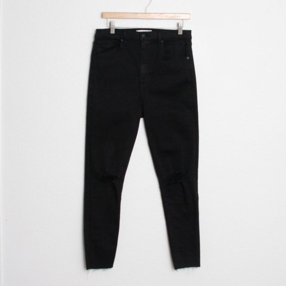 Abercrombie & Fitch The Super Skinny Ultra High Rise Jean Distressed Black 32/14 - Picture 2 of 7